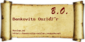 Benkovits Oszlár névjegykártya